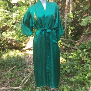 Vintage Chinese robe with dragon in green
